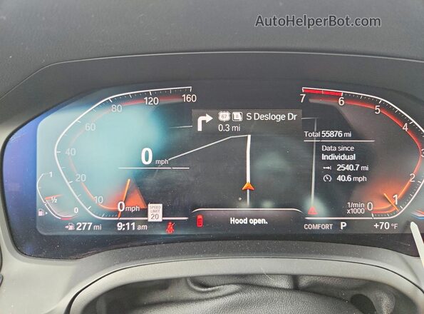 3MW5R7J09L8B09471 2020 BMW 3 SERIES Gray Widok zestawu wskaźników