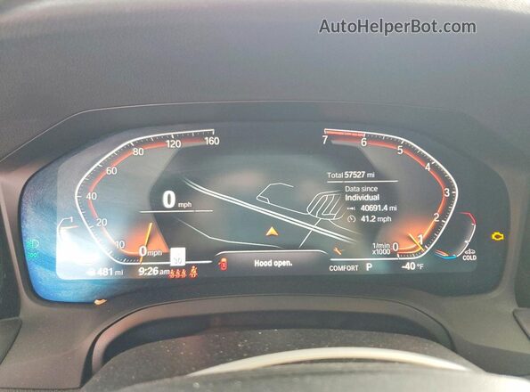 3MW5R7J09M8B76556 2021 BMW 3 SERIES Blue Instrument cluster view