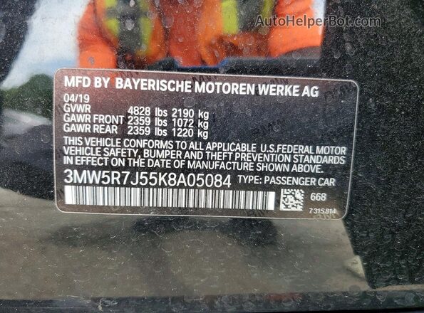 3MW5R7J55K8A05084 2019 BMW 3 SERIES Black Вид підкапотного простору