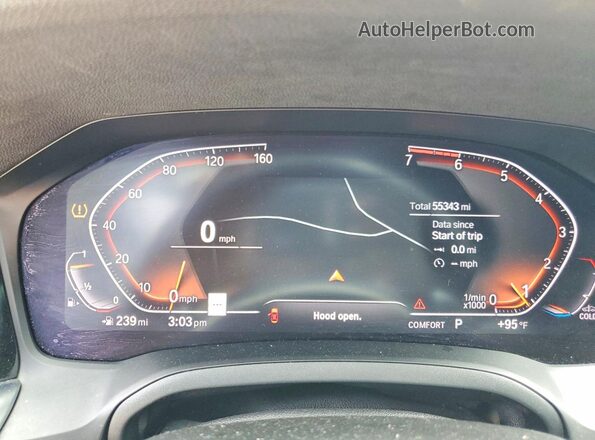 3MW5R7J55K8A05084 2019 BMW 3 SERIES Black Вид щитка приладів
