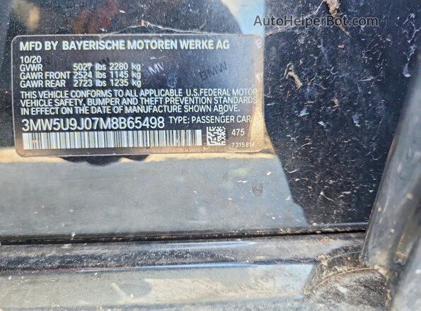 3MW5U9J07M8B65498 2021 BMW M3 Black Շարժիչի բաժամունքի տեսք