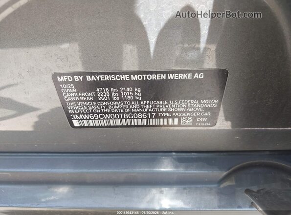 3MW69CW00T8G08617 2026 BMW 3 SERIES Gray Engine compartment view