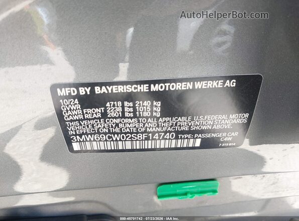 3MW69CW02S8F14740 2025 BMW 3 SERIES Gray Widok komory silnika