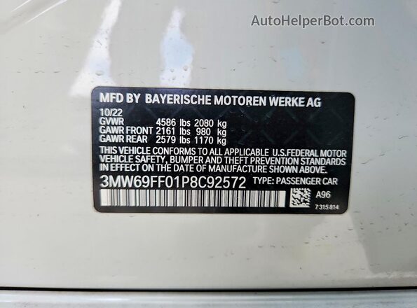 3MW69FF01P8C92572 2023 BMW 3 SERIES White ძრავის განყოფილების ხედი