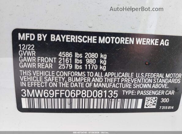 3MW69FF06P8D08135 2023 BMW 3 SERIES Белый Вид подкапотного пространства