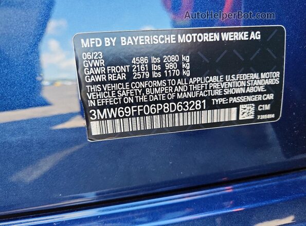 3MW69FF06P8D63281 2023 BMW 3 SERIES Blue Widok komory silnika