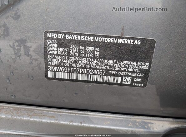 3MW69FF07P8D24067 2023 BMW 3 SERIES Gray Շարժիչի բաժամունքի տեսք