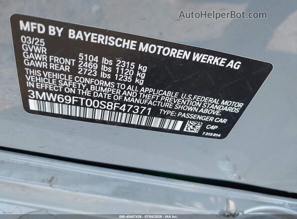 3MW69FT00S8F47371 2025 BMW M3 Gray Widok komory silnika