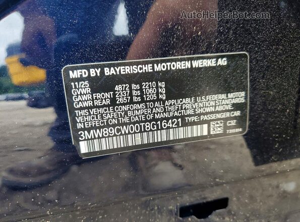 3MW89CW00T8G16421 2026 BMW 3 SERIES Blue Вид наклейки з VIN-кодом