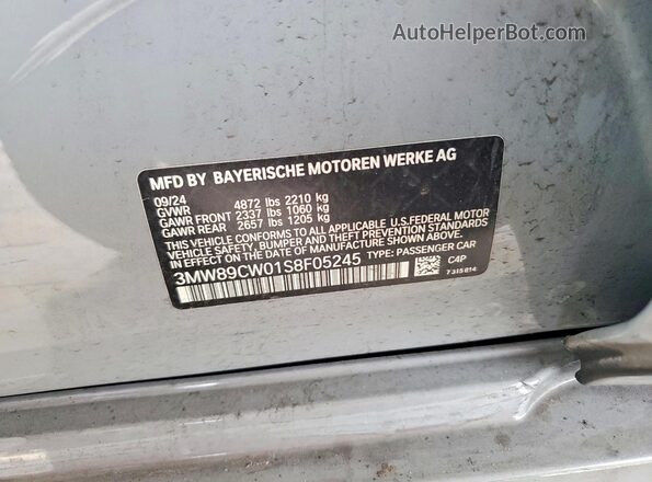 3MW89CW01S8F05245 2025 BMW 3 SERIES Silver Вид підкапотного простору