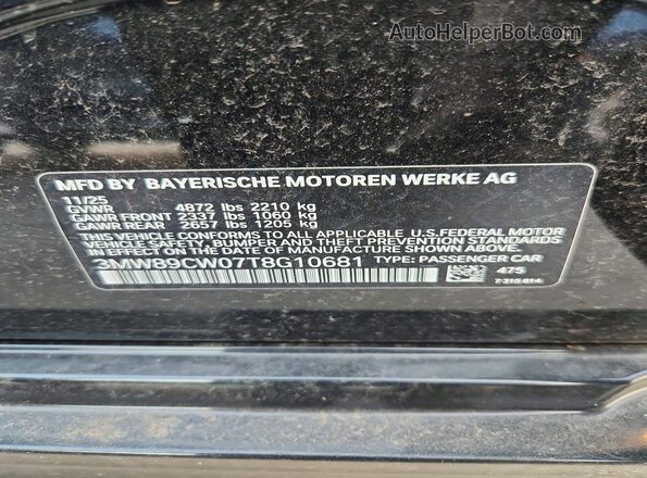 3MW89CW07T8G10681 2026 BMW 3 SERIES Black VIN կոդի պիտակի տեսք