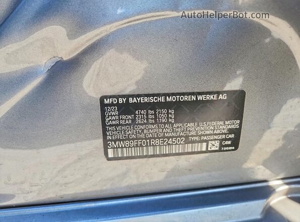 3MW89FF01R8E24502 2024 BMW 3 SERIES Gray ძრავის განყოფილების ხედი