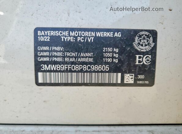 3MW89FF08P8C98605 2023 BMW 3 SERIES White Vista del compartimento del motor