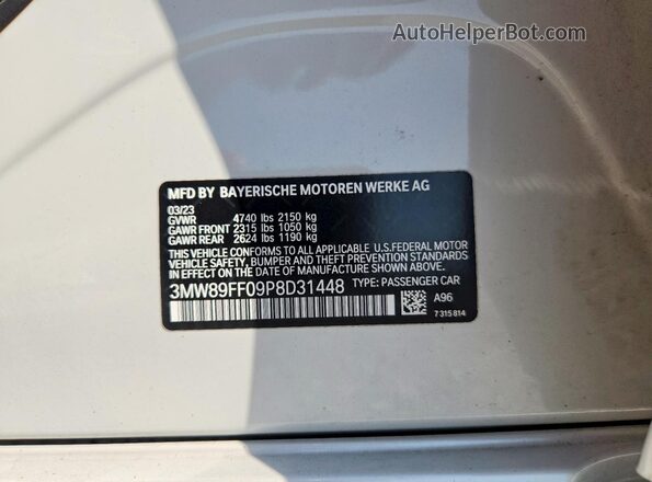 3MW89FF09P8D31448 2023 BMW 3 SERIES White Widok komory silnika