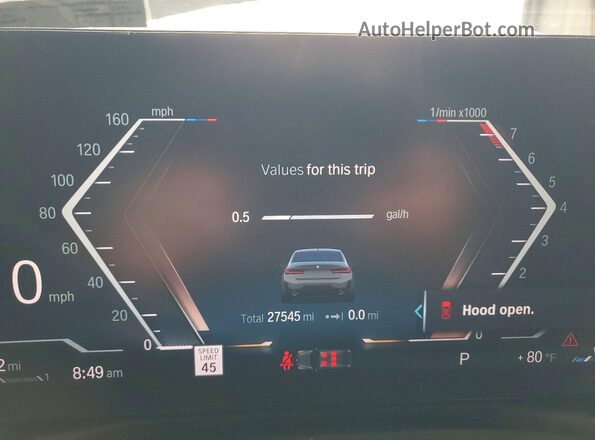 3MW89FF0XP8D66502 2023 BMW 3 SERIES Gray Вид щитка приладів