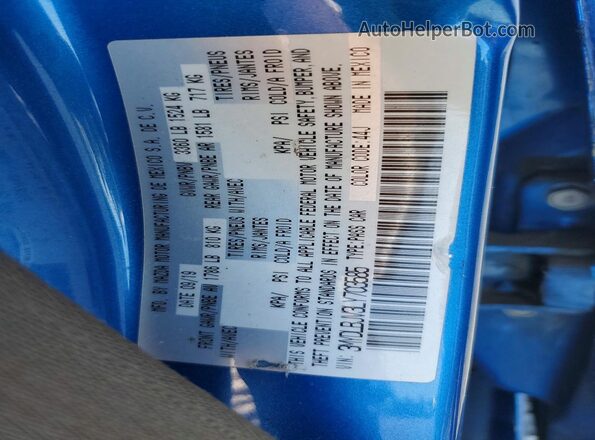 3MYDLBJV3LY703585 2020 TOYOTA YARIS Blue VIN sticker view