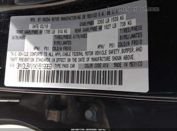 3MYDLBYV1KY519959 2019 TOYOTA YARIS Black Widok komory silnika