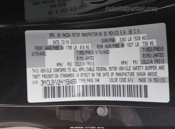 3MYDLBYV2HY168469 2017 TOYOTA YARIS IA Black Widok komory silnika