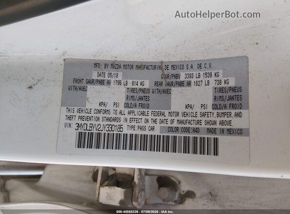 3MYDLBYV2JY330185 2018 TOYOTA YARIS IA White Շարժիչի բաժամունքի տեսք