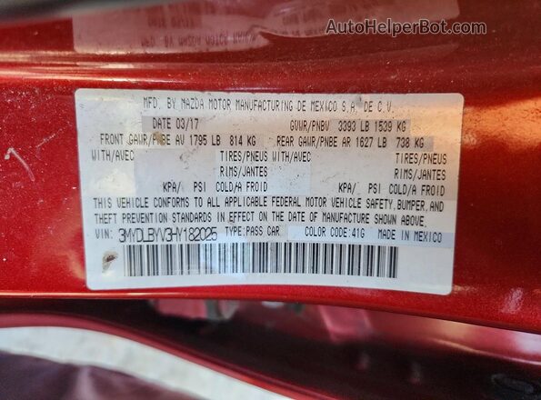 3MYDLBYV3HY182025 2017 TOYOTA YARIS Red Engine compartment view