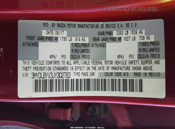 3MYDLBYV3JY302783 2018 TOYOTA YARIS IA Бордовый Вид подкапотного пространства