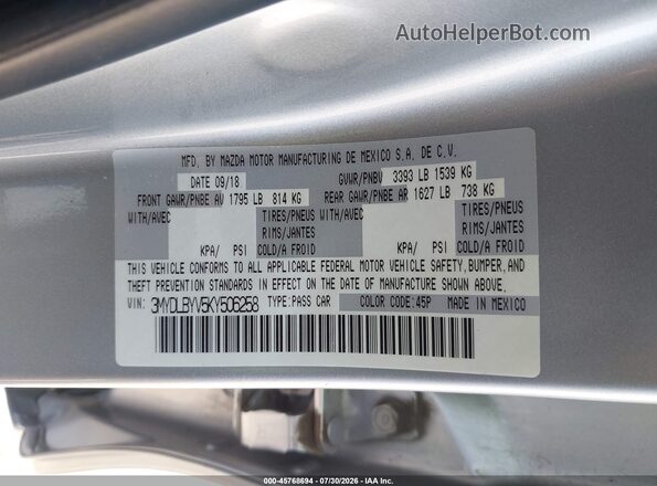 3MYDLBYV5KY506258 2019 TOYOTA YARIS Silver Widok komory silnika
