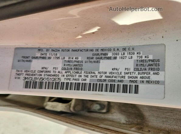 3MYDLBYV5KY510875 2019 TOYOTA YARIS White Widok komory silnika