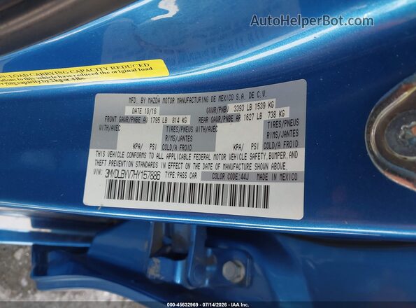 3MYDLBYV7HY157886 2017 TOYOTA YARIS IA Синий Вид подкапотного пространства