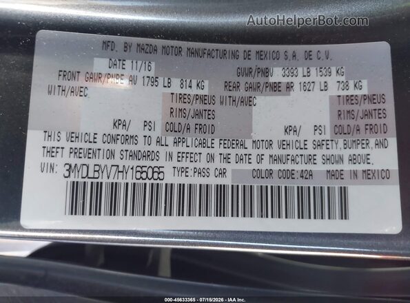 3MYDLBYV7HY165065 2017 TOYOTA YARIS IA Gray Вид підкапотного простору