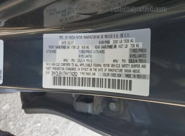 3MYDLBYV7HY174252 2017 TOYOTA YARIS Silver VIN კოდის სტიკერის ხედი