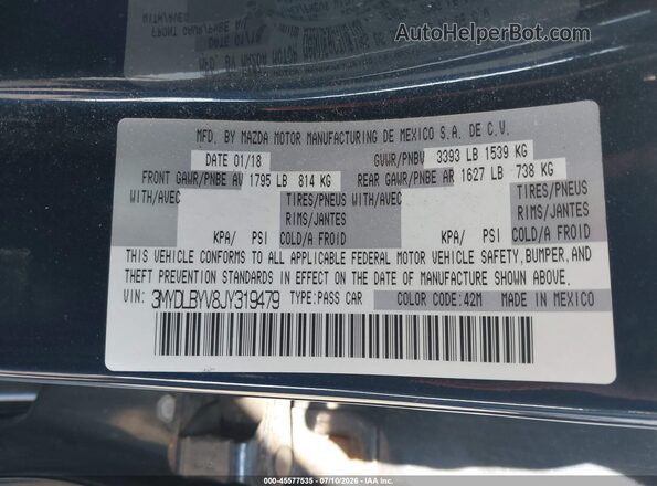 3MYDLBYV8JY319479 2018 TOYOTA YARIS IA Black Вид підкапотного простору