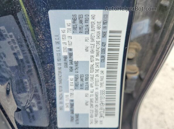 3MYDLBYV9HY161888 2017 TOYOTA YARIS Blue Vista del compartimento del motor