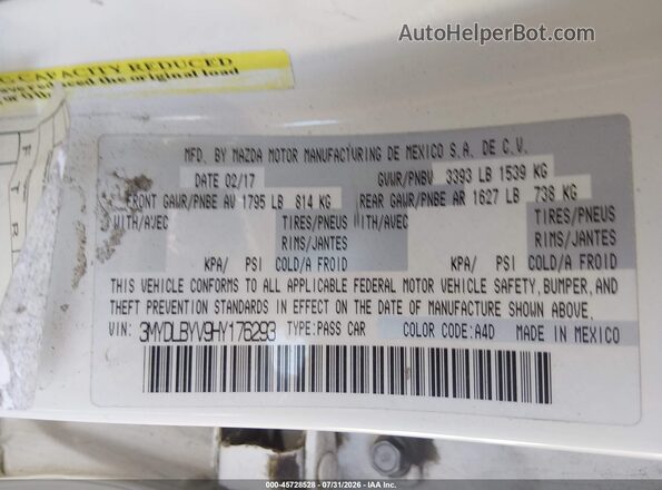 3MYDLBYV9HY176293 2017 TOYOTA YARIS IA White ძრავის განყოფილების ხედი