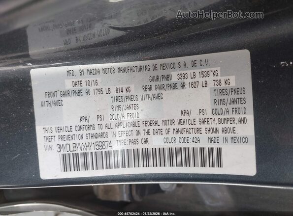 3MYDLBYVXHY159874 2017 TOYOTA YARIS IA Gray Շարժիչի բաժամունքի տեսք