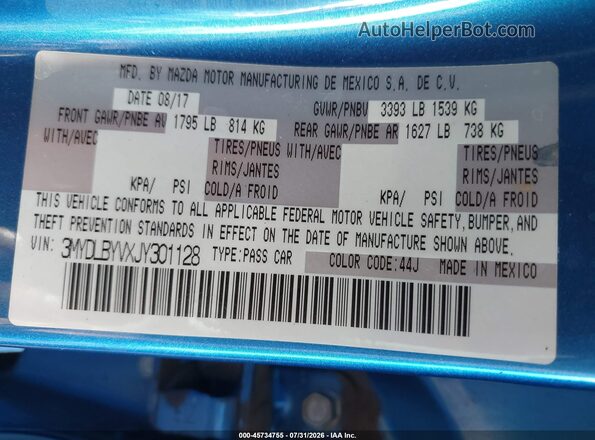 3MYDLBYVXJY301128 2018 TOYOTA YARIS IA Blue Widok komory silnika