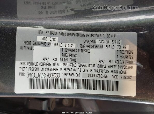 3MYDLBYVXKY508068 2019 TOYOTA YARIS Серый Вид подкапотного пространства