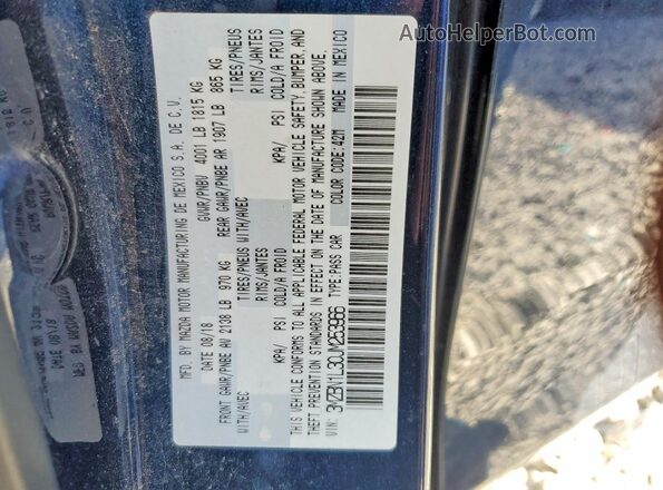 3MZBN1L30JM253966 2018 MAZDA 3 Blue Widok naklejki z numerem VIN