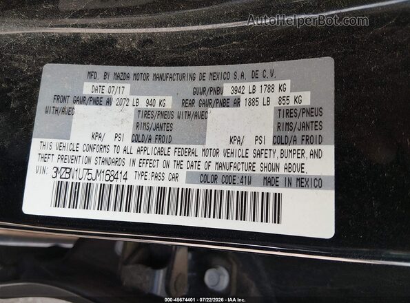 3MZBN1U75JM168414 2018 MAZDA 3 Черный Вид подкапотного пространства