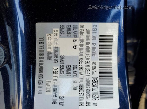 3MZBN1U78JM239640 2018 MAZDA 3 Синий Вид наклейки с VIN-кодом