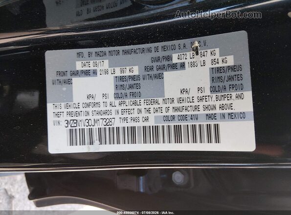 3MZBN1V30JM173287 2018 MAZDA 3 Black Widok komory silnika