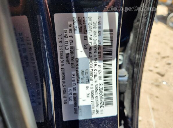 3MZBPAAM2SM450161 2025 MAZDA 3 Blue Вид наклейки з VIN-кодом