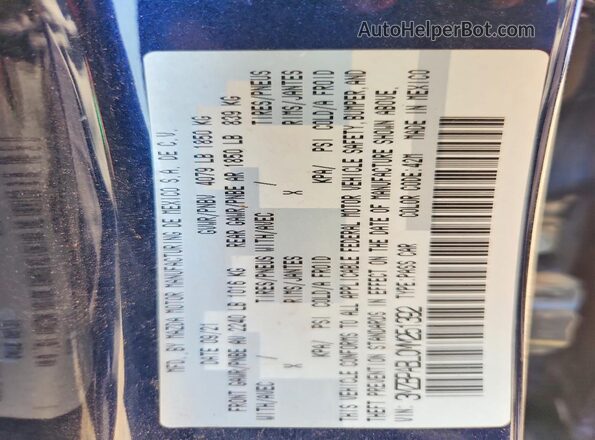3MZBPABL0MM251392 2021 MAZDA 3 Синий Вид подкапотного пространства
