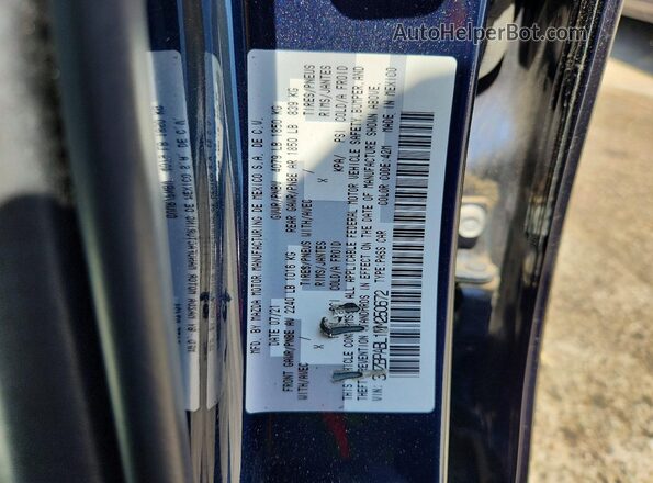 3MZBPABL1MM250672 2021 MAZDA 3 Blue VIN კოდის სტიკერის ხედი