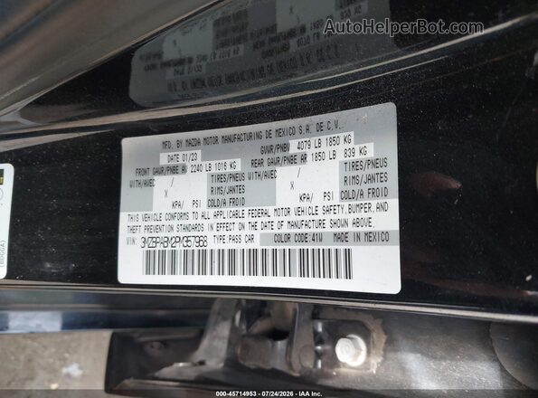 3MZBPABM2PM357968 2023 MAZDA 3 Black ძრავის განყოფილების ხედი