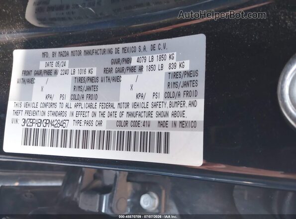 3MZBPABM3RM428467 2024 MAZDA 3 Black ძრავის განყოფილების ხედი
