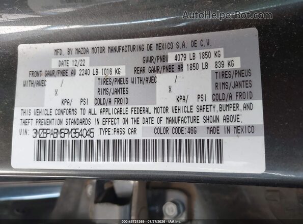 3MZBPABM5PM354045 2023 MAZDA 3 Серый Вид подкапотного пространства
