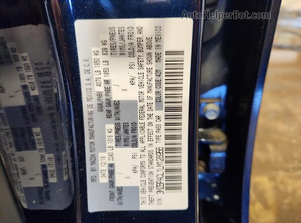 3MZBPACL1LM128956 2020 MAZDA 3 Blue VIN կոդի պիտակի տեսք
