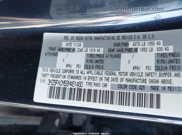 3MZBPACM5SM461460 2025 MAZDA 3 Blue Engine compartment view