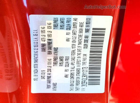 3MZBPADL3KM110178 2019 MAZDA 3 Burgundy Engine compartment view