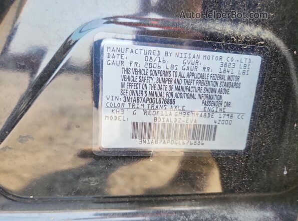 3N1AB7AP0GL676886 2016 NISSAN SENTRA Black Շարժիչի բաժամունքի տեսք